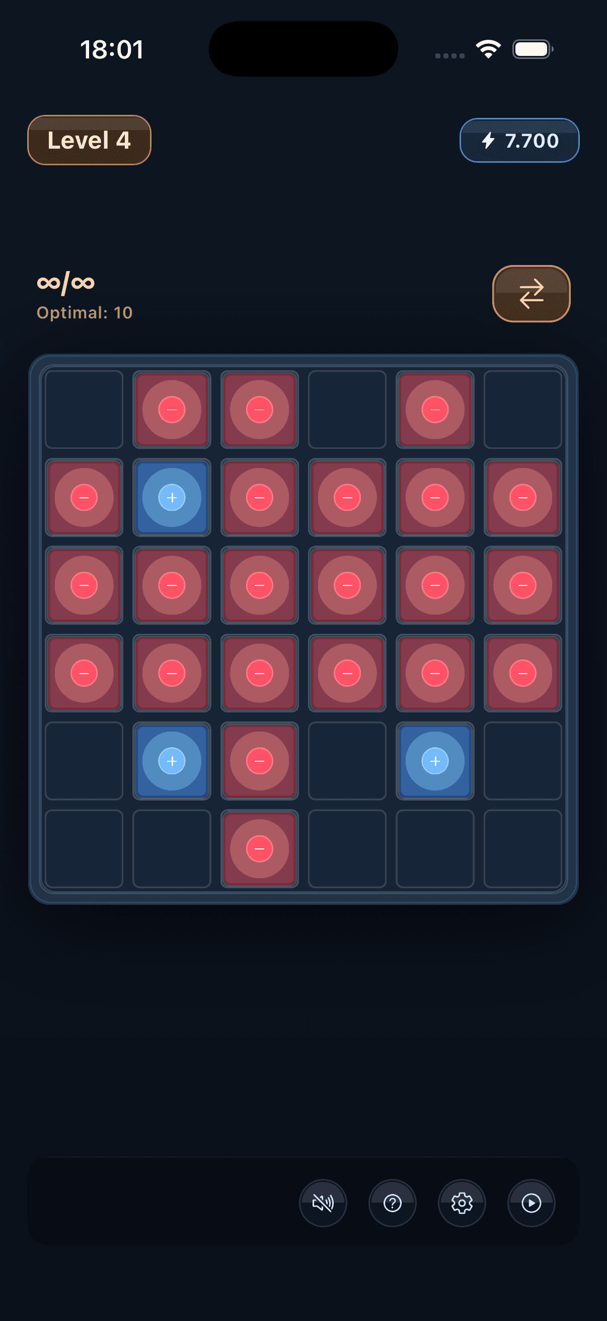 Polarity Grid level with hidden tiles and a probe counter, ready for a propagation reveal