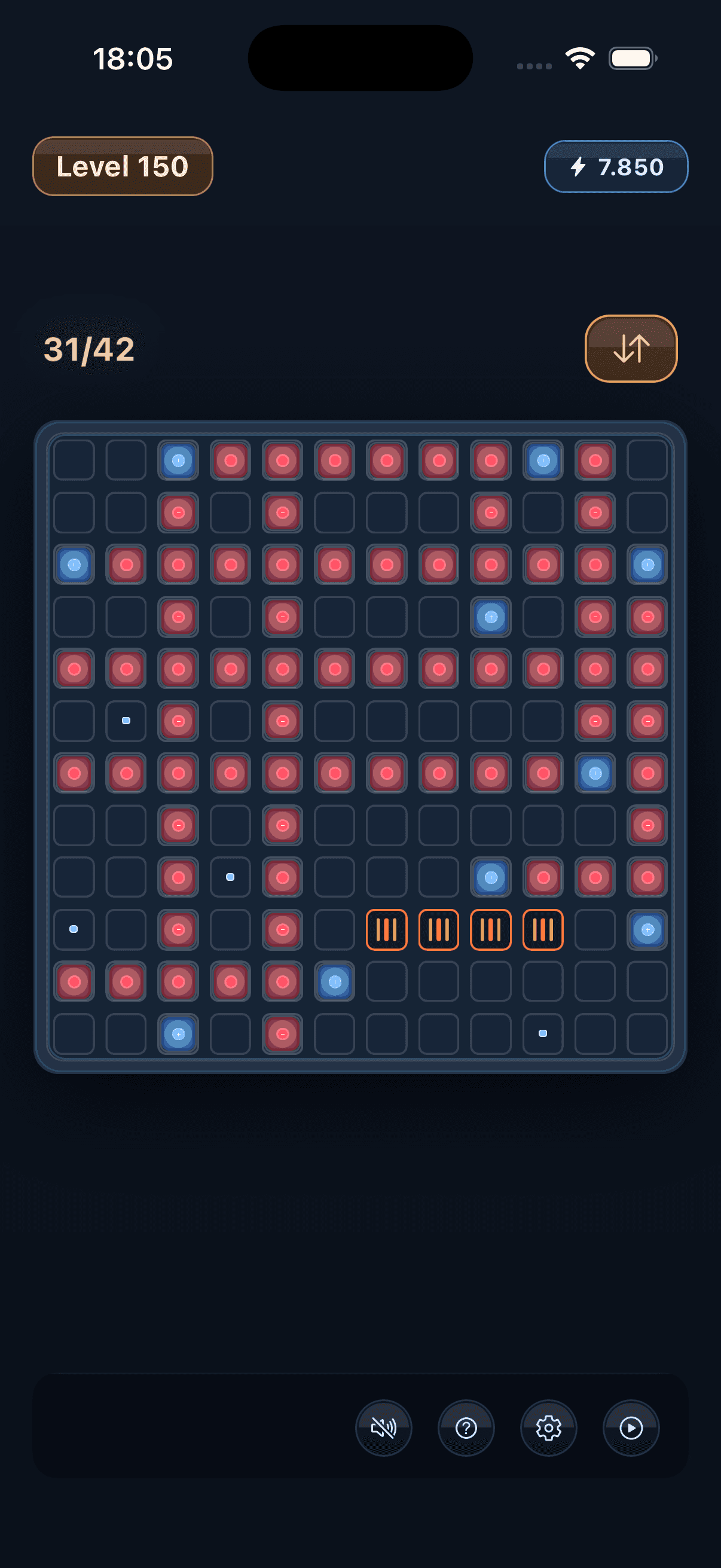 Session results screen showing completed levels and overall performance