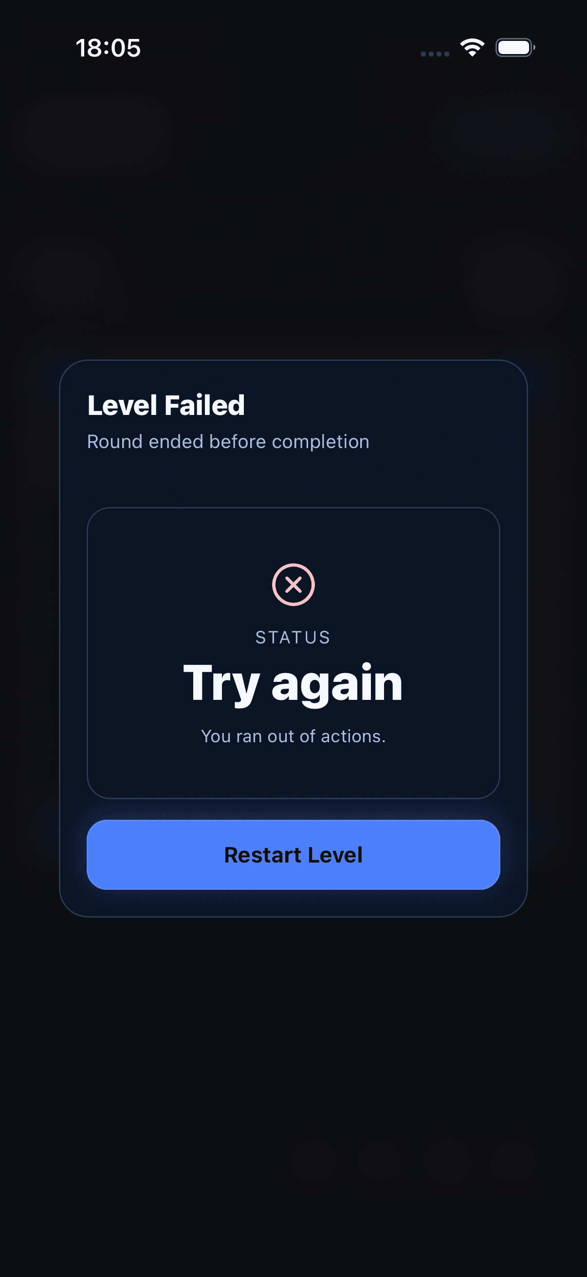 End-of-level summary showing probes used vs budget and completion status